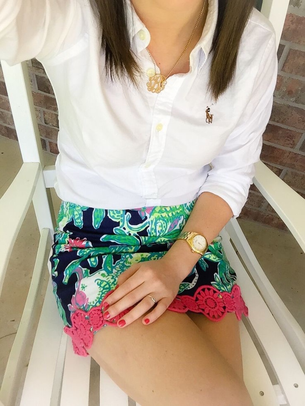 Lilly Pulitzer Women's Skirt with Lace Bottom & Tropical Floral Detail